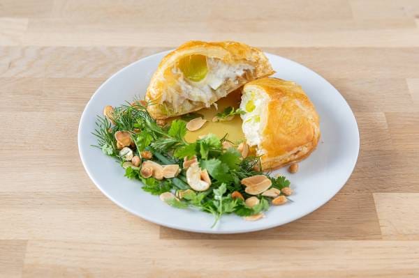 Feuilleté poireaux et fromage de chèvre au miel 