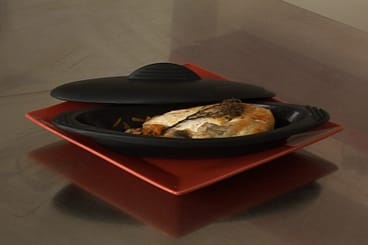Papillote de volaille contisée au basilic, pousses d'épinard et champignons