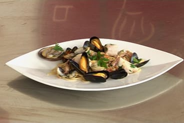 Spaghetti au blé complet aux fruits de mer