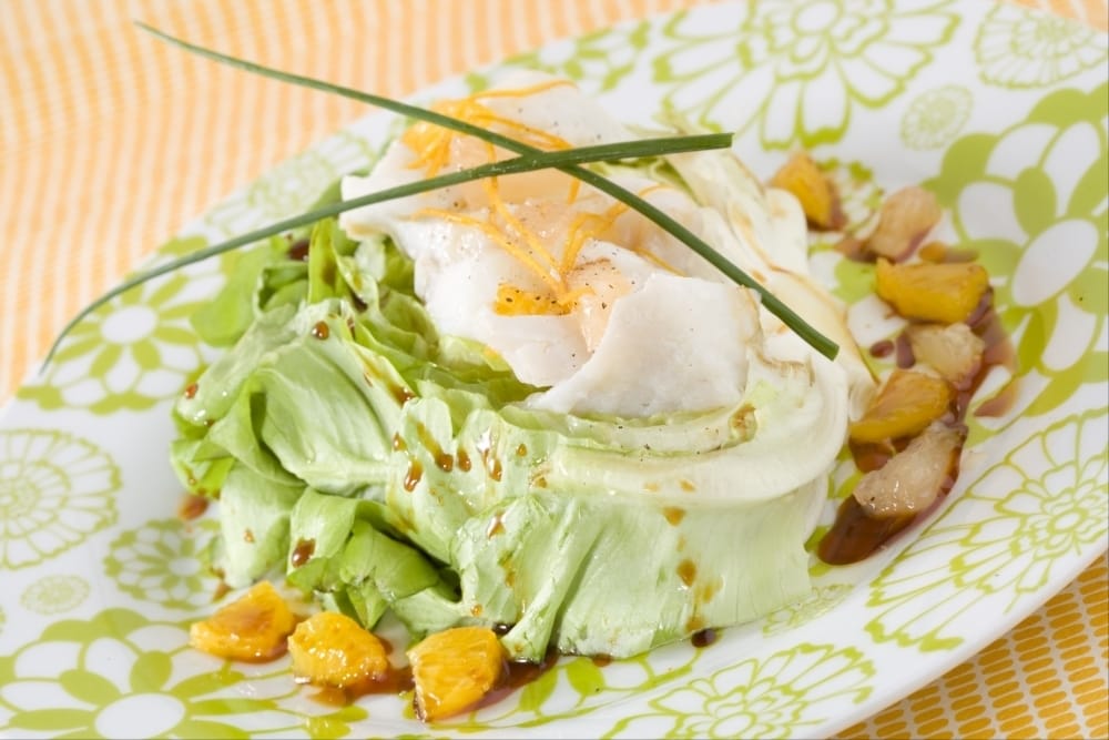 Salade de cabillaud au sel et aux agrumes