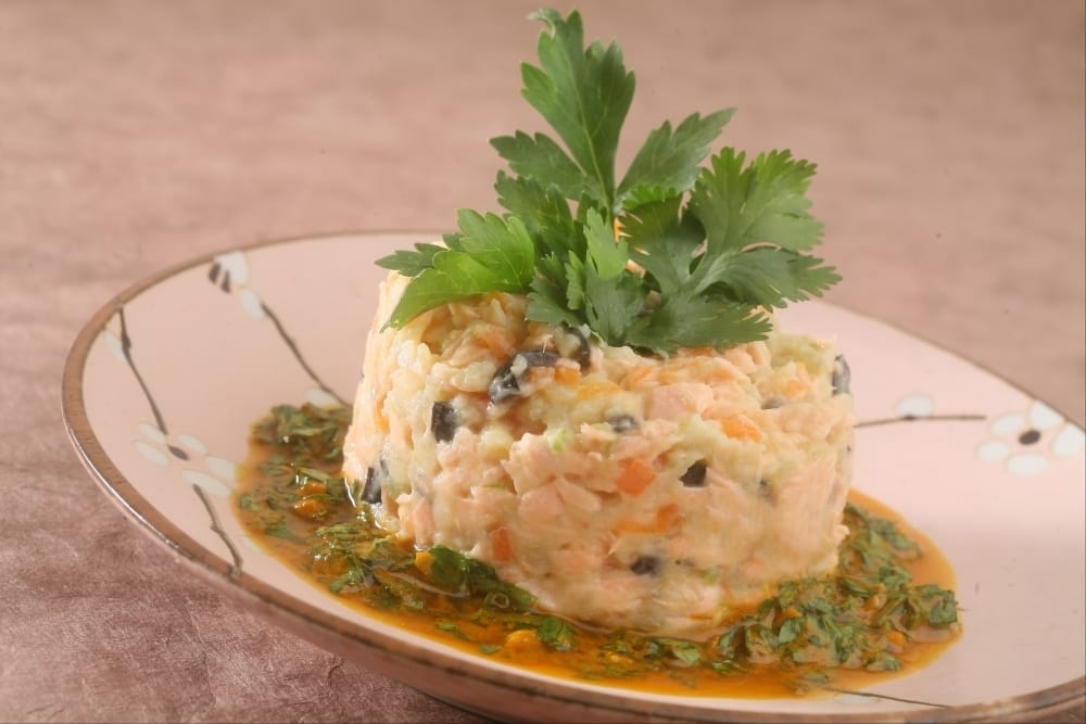 Brandade de saumon à l'orientale, carottes et fenouils