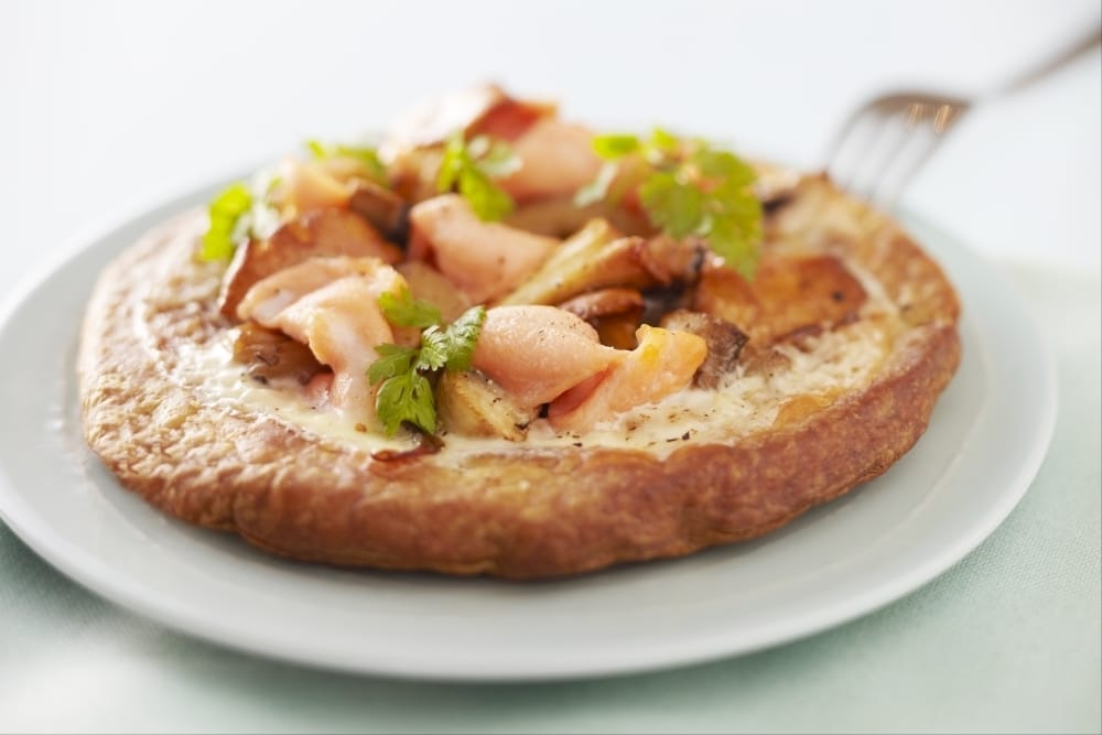 Tarte fine champignons et saumon frais