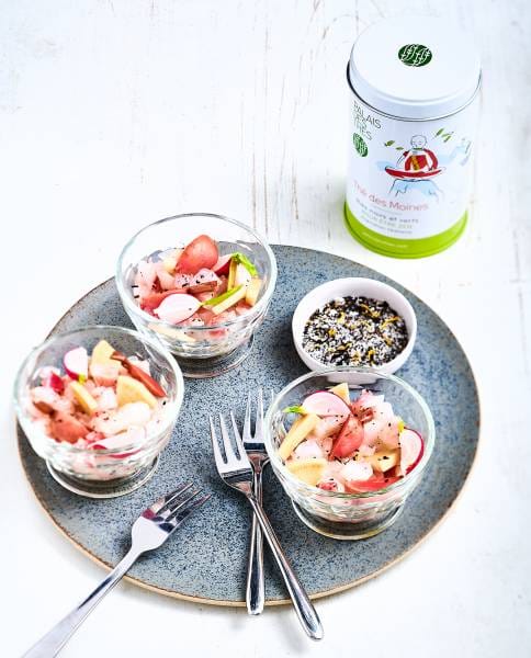 Tartare de daurade, pickles de radis et daikon au Thé des Moines Palais des Thés
