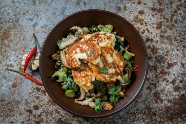 Galettes veggies ricotta- parmesan, champignons de saison à l'ail