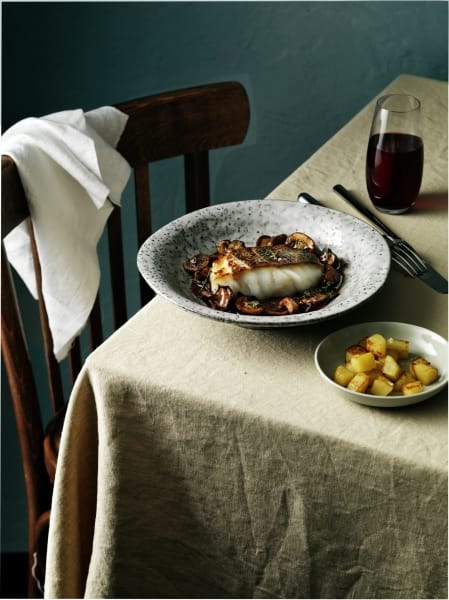 Skrei grillé, sauce au vin rouge