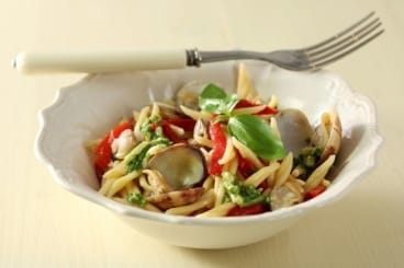 Trofie palourdes, poivron et pesto, façon pastasotto