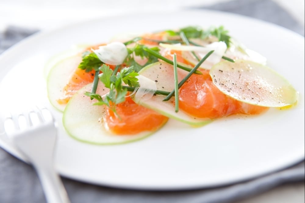 Carpaccio de saumon et pomme verte