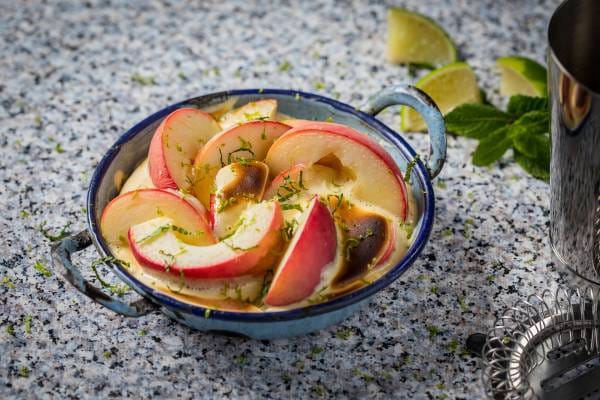 Pêches et nectarines au sabayon mojito