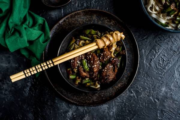 Wok d'aiguillette de canard, légumes épicés
