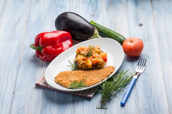 Filet de dorade au basilic et caponata sicilienne