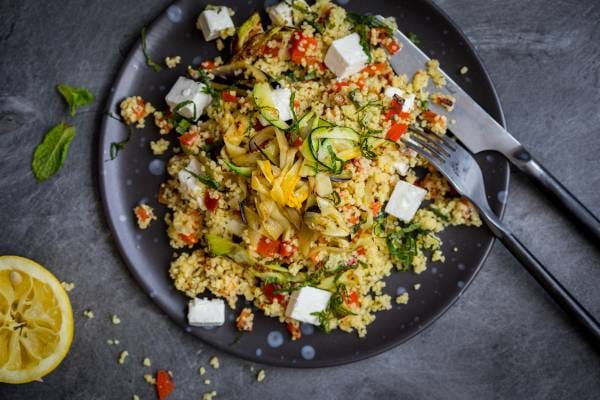 Taboulé aux légumes grillées et aux dés de feta