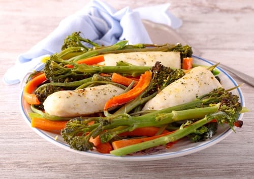 Recette Pavé de merlu au citron , julienne de légumes et riz pilaf
