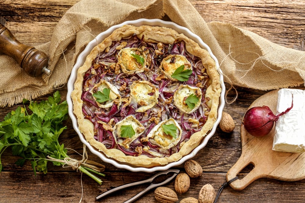 Recette Tarte fine au chèvre et chou rouge