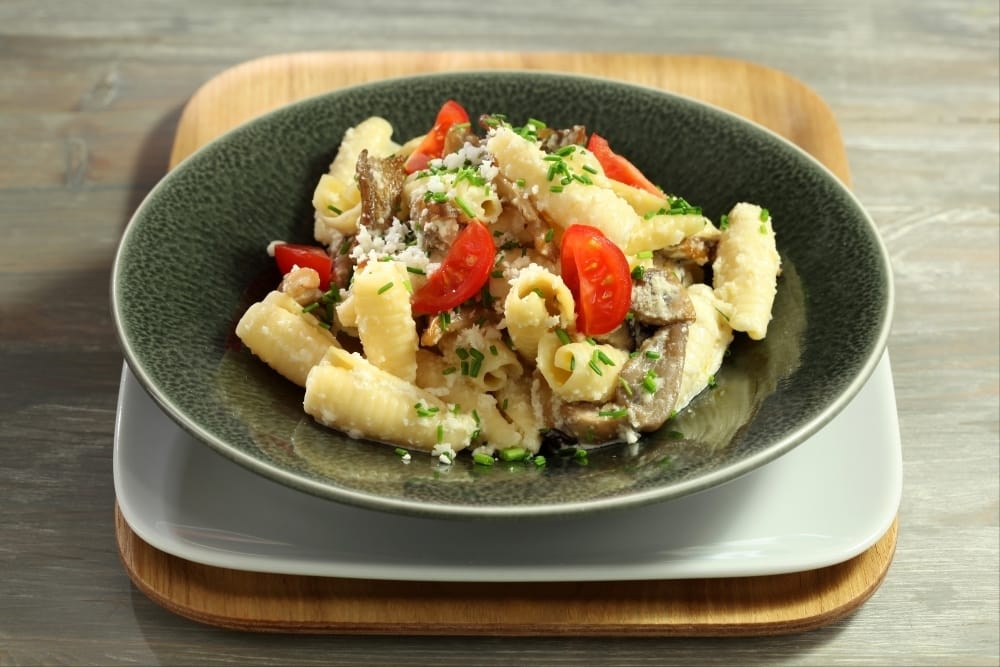 Castellane au chou-fleur, ciboulette et champignons