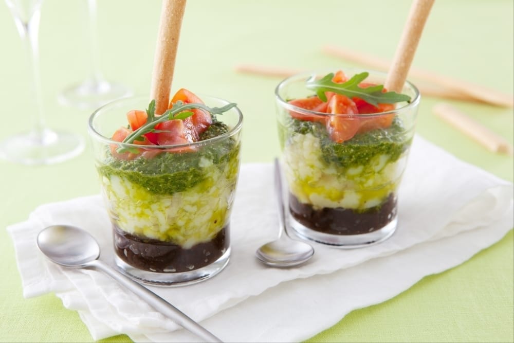 Verrine de salade de pommes de terre à l’italienne