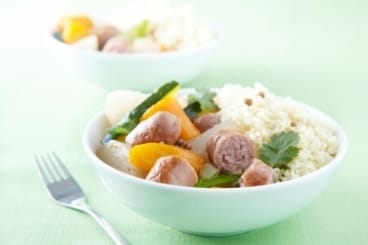 Couscous minute de légumes et chipolatas à la bière