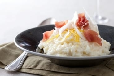 Riz crémeux au fenouil, citron et jambon cru