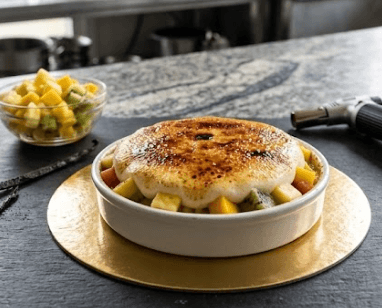 Gratin de fruits frais et crème chiboust